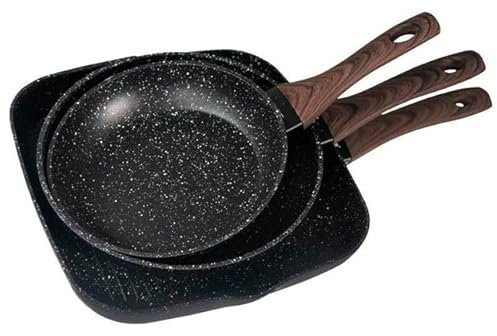 Suinga Poêle Lot de 2 poêles Ø20-Ø24 + Grill 28 cm, revêtement pierre.