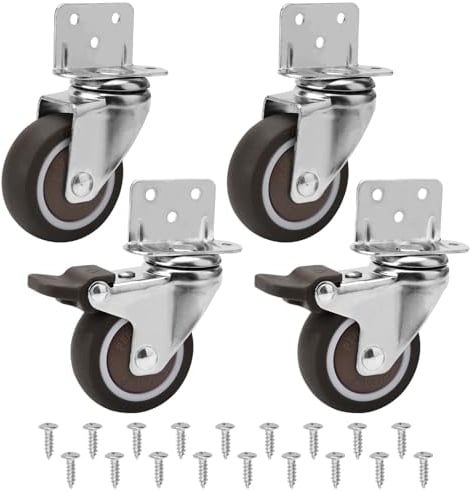 4 Stücke 50 mm Möbelrollen mit Dicker L-Montageplatte Schwerlastrollen Können 115 KG Tragen Rollen für Möbel mit 2 Bremse und 2 ohne Ideale Lenkrollen für Krippen Möbel Blumenständer Couchtisch