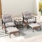 GIANTEX Rattan Gartenmöbel Set, Balkonmöbel Kleiner Balkon, Terrassenmöbel Set 2 Sessel mit Hocker, inkl. Kissen, Balkonmöbel Set Balkon 2 Personen, Garten Sitzgruppe Gartenlounge Outdoor Möbelsets