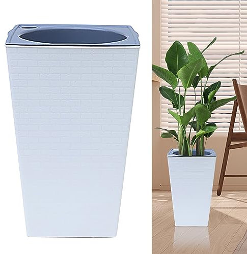 Prime Shopping Online Grand Pot de Fleurs carré en Osier avec système d'irrigation Auto-amorçant, 17,2 cm de Haut, pour Maison, terrasse, Balcon, Jardin – Pots de Fleurs pour intérieur et extérieur