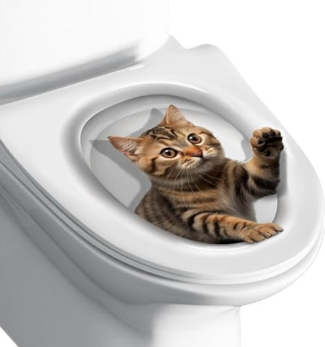 Toilet Seat Stickers Removable Cat Decal and Sticker - Bathroom Decor Sticker for Bedroom, Water Tank, Window, Toilet Seat, Wall