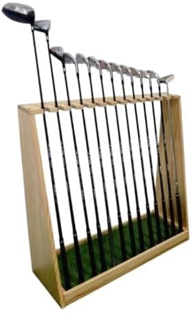 Wooden Golf Club Rack with Large Capacity Holds 13 Golf Clubs Putters and Golf Bag Golf Club Stand and Organizer for Storage Premium Golf Equipment Display Holder