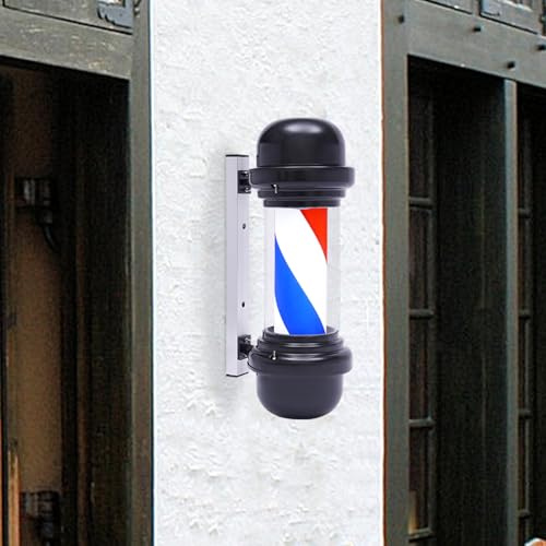 GAOUSD Barber Pole Barbierstab Friseurladen Stablampe Rot Weiß Blau Streifen Rotierende Barber Pole Mit LED Lichtquelle Friseursalon Rotieren Pole Licht,Für Friseursalons Und Spa Center