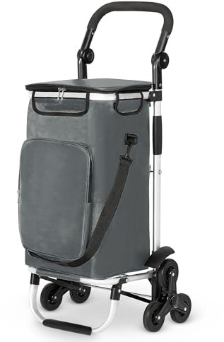 wuuhoo® Einkaufstrolley - Klappbar und leicht - wasserabweisend - Treppensteig-Rollen, bis 60L anthrazit