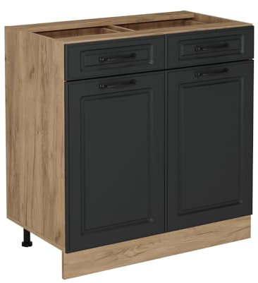 Vicco Küchenunterschrank R-Line, Anthrazit Landhaus, 80 cm ohne Arbeitsplatte