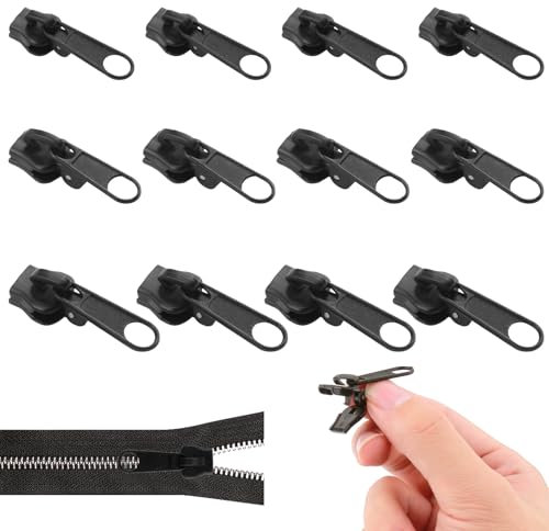 Reißverschluss Reparatur Set, 12 Stück Reissverschluss Schieber Ersatz Abnehmbare Reißverschluss Fix Reißverschluss Zipper für Kleidung, Rucksack, Gepäck, Schlafsack