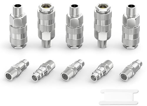 GASHER 10 pezzo 1/4 di pollice connettori linea aria,1/4 BSP filettatura maschio Euro linea aria raccordi del compressore