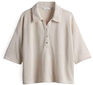 OPUS Damen Kurzarmshirt | Poloshirt SILKAS Loose in Strickoptik Natural Glaze, 38