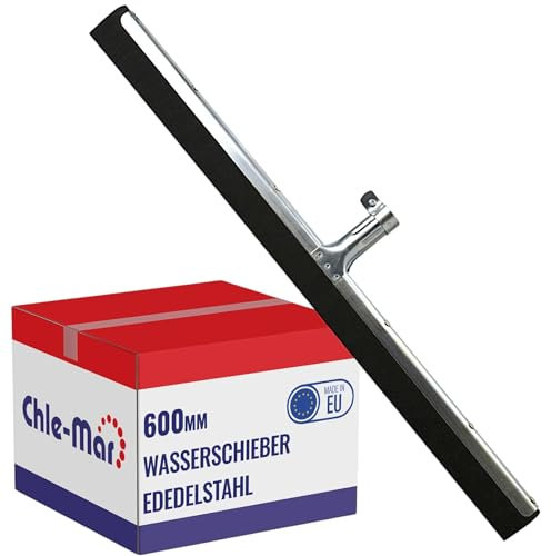 Chle-Mar - Wasserschieber 60 cm | Bodenabzieher mit Schaumgummi | Abzieher Boden für Fliesen, Garage & Industrie | Wasserabzieher rostfrei & ergonomisch | Made in EU