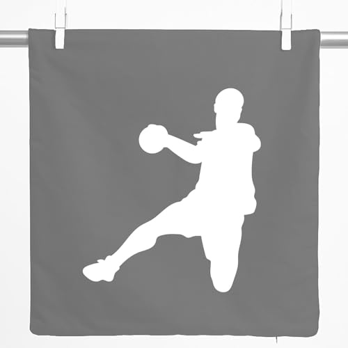 Huuraa Kissenbezug Handball Silhouette Geschenk | 40x40cm Steel Grey Baumwolle Dekokissenbezug Geschenkidee Grauer Bezug für Sofakissen dekorativer Zierkissenbezug