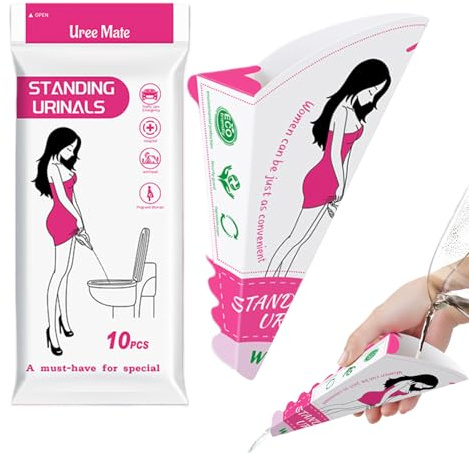 Urinella für Frauen, 10 Stück Faltbares Urinal, Reise Urinal im Stehen, Tragbare Pinkelhilfe, Papier Trichter für Schwangere Frauen Wandern Auto Outdoor-Aktivitäten und Camping