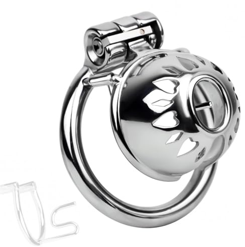 Tplkxurib Metall Peniskäfig 4 Größen Keuschheitsgürtel mit PA Ring, Edelstahl Keuschheitskäfig Abstinenz Chastity Cage Penistraining Sklave Cock Cage SM Bondage Sexspielzeug für Männer,L,45mm