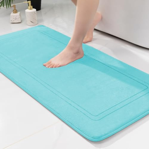 chakme Badematte rutschfest,Badezimmerteppich Weich Badteppich Saugfähige Badvorleger Duschvorleger Fussmatte für Badezimmer Blaugrün 60x120cm