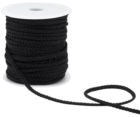 PH PandaHall 30m Geflochtene Schlaufenschnur 4mm Lift Shade Cord Geflochtene Gedrehte Seile Jalousieschnur Für Jalousie Reparatur von Vorhängen Basteln Outdoor Camping Schwarz