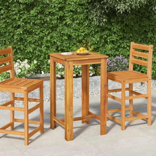 QUAHEAS Garten-Bartisch 60x60x105 cm, Massivholz Akazie geölt, langlebiger Outdoor Stehtisch für Terrasse, Balkon, vielseitiger Bistrotisch, witterungsbeständiger Outdoor-Esstisch