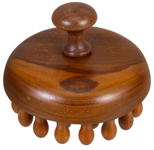 Kopfhautmassagekamm mit Breiten Zinken für Haar und Kopfhaut | Ergonomisches Design, Große Runde Zähne, Braun, zur Haarpflege und Massage, Natürliche Materialoptik