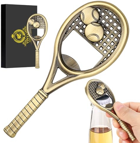 Tennis Racket Shaped Bottle Opener, Retro Bronze Metal Beer Opener, Kitchen Gadgets, Party Barbecue Tools, Tennis Player Gifts, Tennis Coach Gifts, Birthday Gift for Men Women, Gift Set with Box