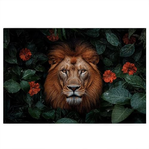 Puzzle 5000 Teile Erwachsene, Tier Puzzle mit Geschenkbox, Holzpuzzle Erwachsene, EIN Herausforderndes Rätsel 156x105cm, Holzpuzzle für Weihnachtsdeko, Deko Wohnzimmer, Geschenke Thema: Löwe H-86