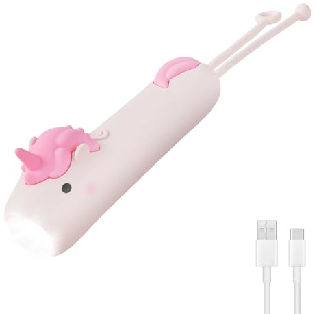 HOTUT Aufladbar Taschenlampe Kinder Silizium, Dimmbar Kindertaschenlampe, Stroboskop-Taschenlampe, High Lumen, für Notfälle Camping Wandern, Geschenke für Kinder Kindertaschenlampe (Torch unicorn)