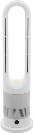 HUSPOO Ventilator ohne Flügel mit Heizung, 1200W Turmlüfter Kühlung & Wärme, 8 Stufen 80° Oszillation, Fernbedienung & Timer, Sicher für Kinder & Haustiere, für Schlafzimmer Büro Wohnzimmer (Silber)