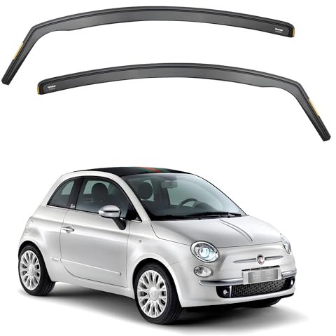 Ispeed Wind Deflectors For Fiat 500 / Abarth 595/695 2007 onwards 3 Door Hatchback 2pc Set - Keep Your Car Ventilated in Rain - Reduce Wind Turbulence - Tinted In-Channel