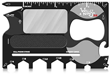 Wallet Ninja 2.0 (Advanced 20-in-1 Multitool, Now with Mirror + Nail File) (Black)