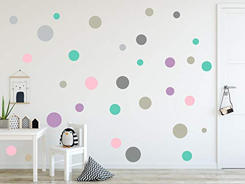 timalo® 73078-120 Wandsticker Kinderzimmer Kreise Pastellkreise Set 13-120 Stück