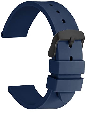 WOCCI 18mm Léger Bracelet de Montre en Silicone pour Homme et Femme, Boucle Noire (Bleu Foncé)
