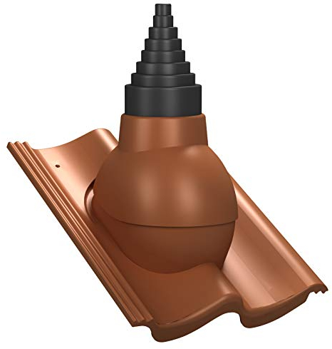 Dachdurchführung für Gerätemasten Ø19–90 mm – Braas - Doppel-S, Nelskamp - S, IBF - Doppel-Sfür TV-Antenne, Satellit, Blitzschutz, Kommunikation, Dachdurchgang mit EPDM-Dichtung (RAL 8004 - Ziegelrot)