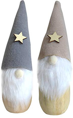 2er Set Holzwichtel Wichtel mit Mütze und Bart 23 cm Weihnachtswichtel Zwerg