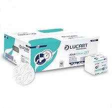Lucart Professional, AquaStream 210, Papier hygiénique intercalaire en pure cellulose à haute friction, idéal pour les toilettes publiques et de bureau, 210 pièces, 9,5x11 cm, 40 paquets