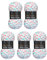 Wollbiene Softy Color 5 x 100 Gramm Chenillewolle Strickwolle, Babywolle, 500 Gramm Wolle Super Bulky (weiß-rosa-petrol 117)