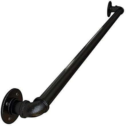 Pasamanos Baranda de Escalera de Tubo de Hierro Forjado Pasamanos De Escalera Interior Exterior de Estilo Industrial Antideslizante Barandilla Metal Negro,Tamaño Personalizable (40CM)