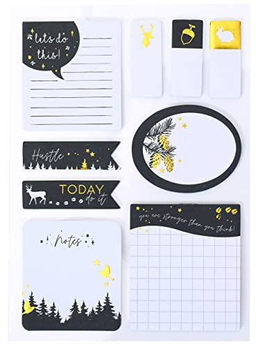 Papierdrachen Bullet Journal Sticky Notes - Winterwald - 9 verschiedene Blöcke Haftnotizen zur Weihnachtszeit | Klebezettel | To do | Notizzettel für dein Notizbuch - Set 3