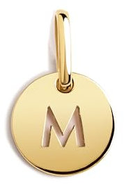 SINGULARU - Mini Médaillon Lettre. Pendentif initial en argent sterling 925 avec finition plaqué or 18Kt. Combinable avec collier. Bijoux pour femme. Lettre M