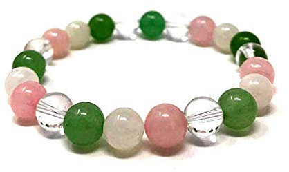 Frienemy Presents Clear Quartz Rose Quartz & Green Aventurine 8 Mm Stretch Bracelet #Frienemy-500
