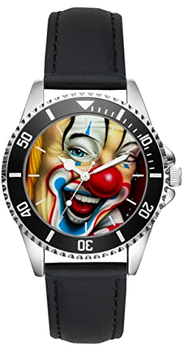 KIESENBERG Herrenuhr Clown bunt Fan Armbanduhr Geschenk Analog Quartz Lederarmband Uhr L-21181