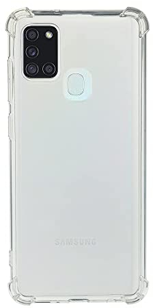 QUITECO Hülle für Samsung Galaxy A21S, Handyhülle Transparent Silikon, Durchsichtig Verstärkte Ecken