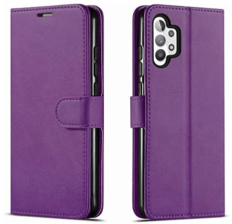 NWNK13 For Samsung Galaxy A13 5G / A13 4G / A04S Case Leather Wallet Book Flip Stand View Phone Cover with Card Holder Slots Compatible with Galaxy A13 (Purple)