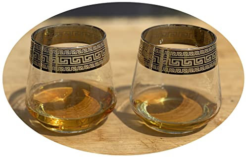 Topkapi Whisky Glas McMilton Gold, für Whisky, Glas D.O.F., Cocktail, Saft, Wasser, Drinks, V ~360 ml, 2 Stück