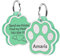 Uiopa 2 Stücke Pfote Hundemarke mit Gravur, Personalisierte Hundemarke aus Silikon, Geräuschlose Plakette Für Hund Und Katze, Enthalten Schlüsselring (Grün)