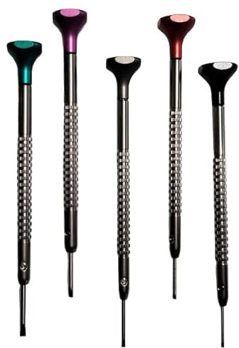 KD89 Horotec MSA 01.218-F - Assortimento di cacciaviti per orologi in sacchetto di plastica, 5 pezzi/Ø 1.00-1.20-1.40-1.60-2.00mm, multicolore