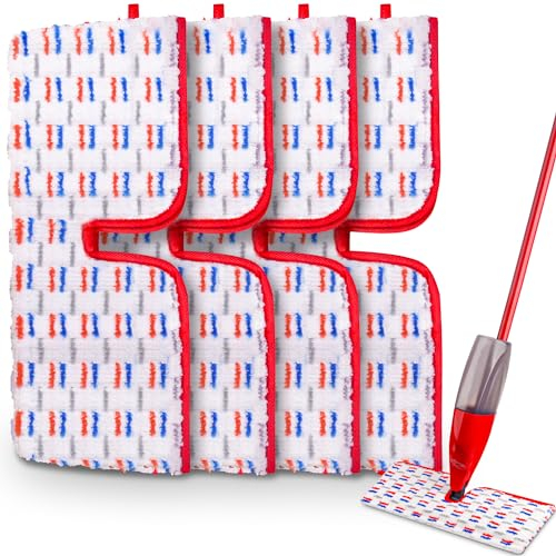 Paquete de 4 almohadillas de repuesto O-Cedar ProMist MAX para mopa – Cabezales de microfibra reutilizables para uso seco/húmedo, lavables a máquina, limpieza de suelos para todas las superficies