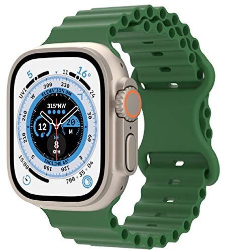 VeveXiao Ocean silicona Correa compatible con Apple Watch Ultra Band 41mm 40mm 38mm, correas deportivas de repuesto suaves y transpirables para iWatch Series 8 7 6 5 4 3 2 1 SE , Verde