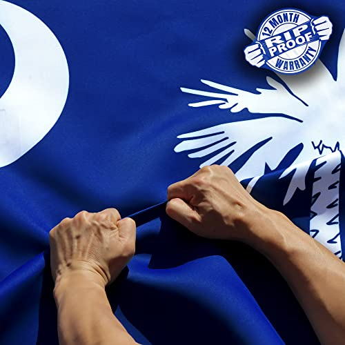 Anley Rip-Proof Double Sided 3-Ply South Carolina State Flag 3x5 Foot - Canvas Header and Wrinkle Resistant - The Strongest, Longest SC Flags 3X5 Ft