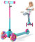 XJD Kinderroller Kinderscooter für 2-5 Jahre Kinder Scooter 3 LED Rädern Kickboard Sperrbare Richtung Kinder Roller Verstellbare Lenkerhöhe Leicht Belastbarkeit bis 50 kg (A-Grün)