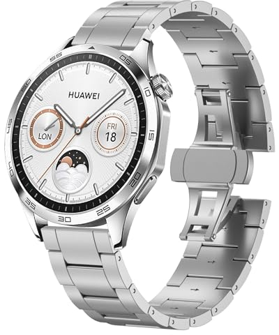 Kompatibel mit Huawei Watch GT 4 46mm Armband, Titan Grad 2 Gliederarmband Metall Ersatzarmbänder für Huawei Watch GT 3 46mm, GT3 Pro 46mm, GT2 Pro, GT 2e, Huawei Watch GT Sport Active Classic 46 mm