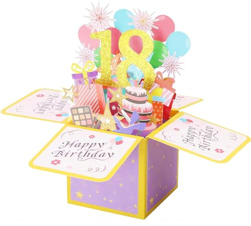 PAITOK 3D-Geburtstagskarte, Pop-Up-Geburtstagskarten, Geburtstagsgeschenke, Happy Birthday-Karte, Grußkarten mit Umschlag für Jungen, Mädchen, Männer, Frauen (Rosa-18)