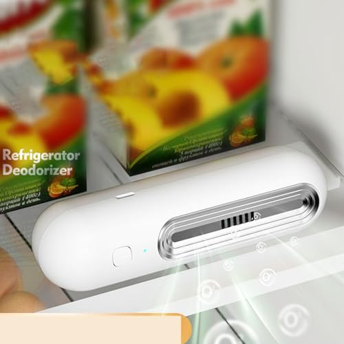 Fridge Freshener, Fridge Odour Eliminator Fridge Deodoriser USB Rechargeable Reusable, Small Ozone Air Purifier for Fridge Shoe Closet Wardrobe Car Pet (White)