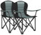 SONGMICS Strandstuhl, 2er Set, Campingstuhl, Klappstuhl mit Getränkehalter, Schaumstoffpolsterung, klappbar, bis 250 kg belastbar, Outdoor-Stuhl, grün-schwarz GCB206C01